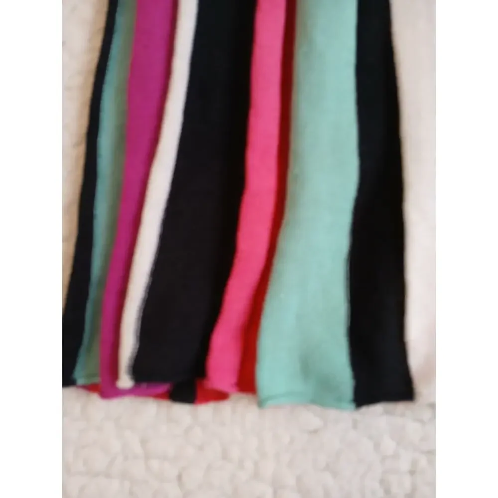 New‎ York & Co 7th Ave Skirt Sz XS Rainbow Stripe Knit Pleated Midi Artsy Boho